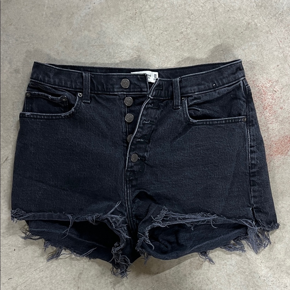 Abercrombie & Fitch Black Distressed Jean Shorts